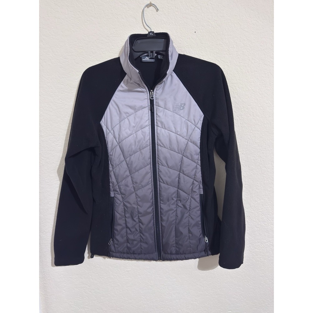 New Balance Gray/Black Fleece Long Sleeve Zip Up Jacket W/‎ Pockets Women's M